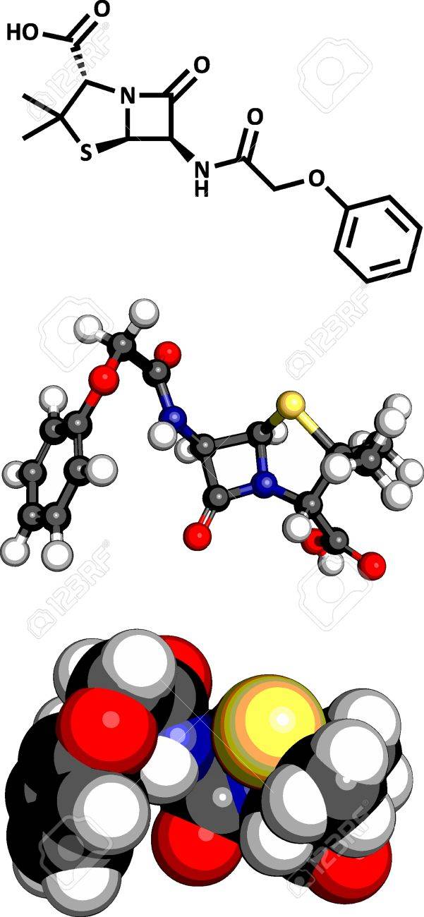 601x1300 Penicillin V Antibiotic Molecule, Chemical Structure. Penicillin