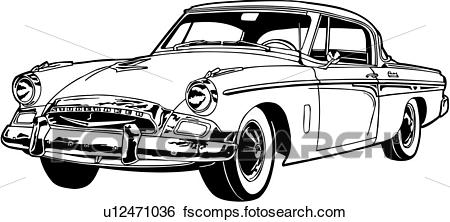 450x222 Clip Art Of , 1955, Automobile, Car, Classic, President