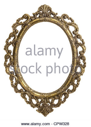 300x417 Ancient Empty Oval Picture Frame With Glass Pane Stock Photo