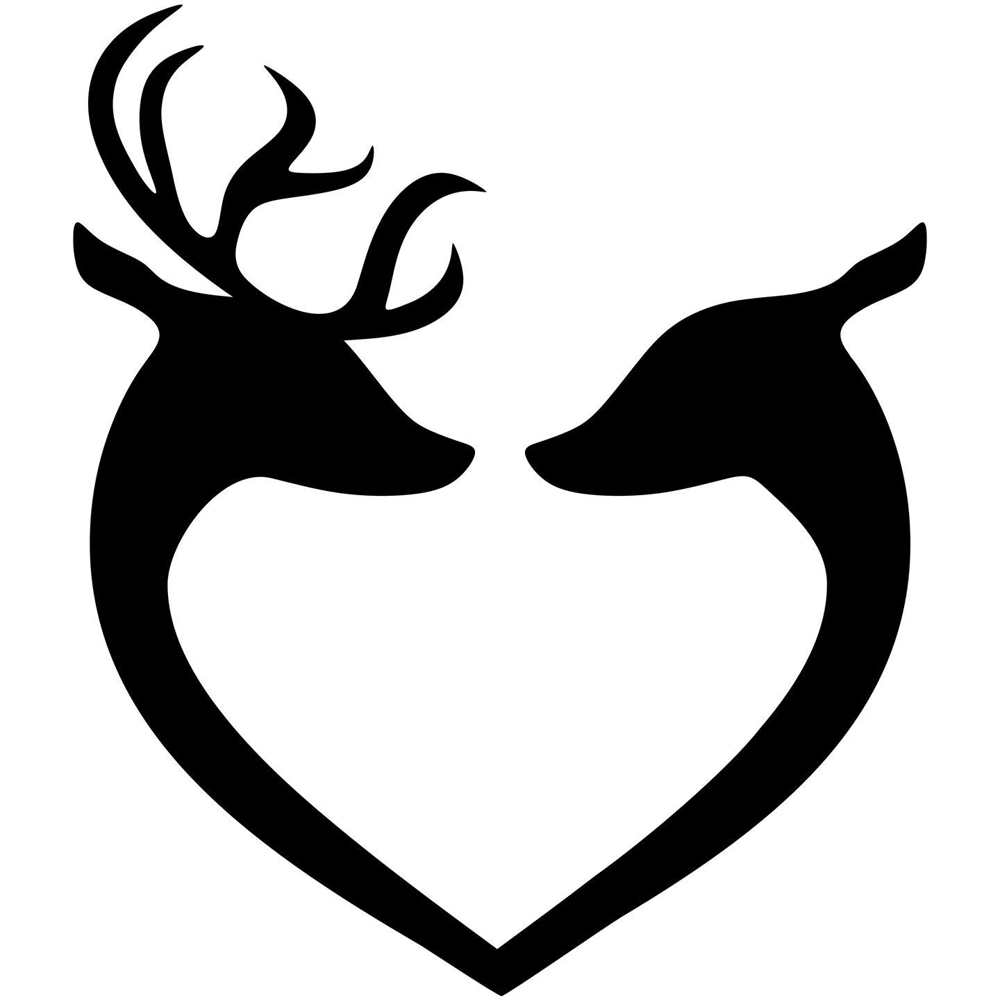 1440x1440 Antler Clipart Heart Shaped