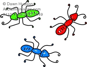300x230 Clipart Image Of A Group Of Three Colourful Ants