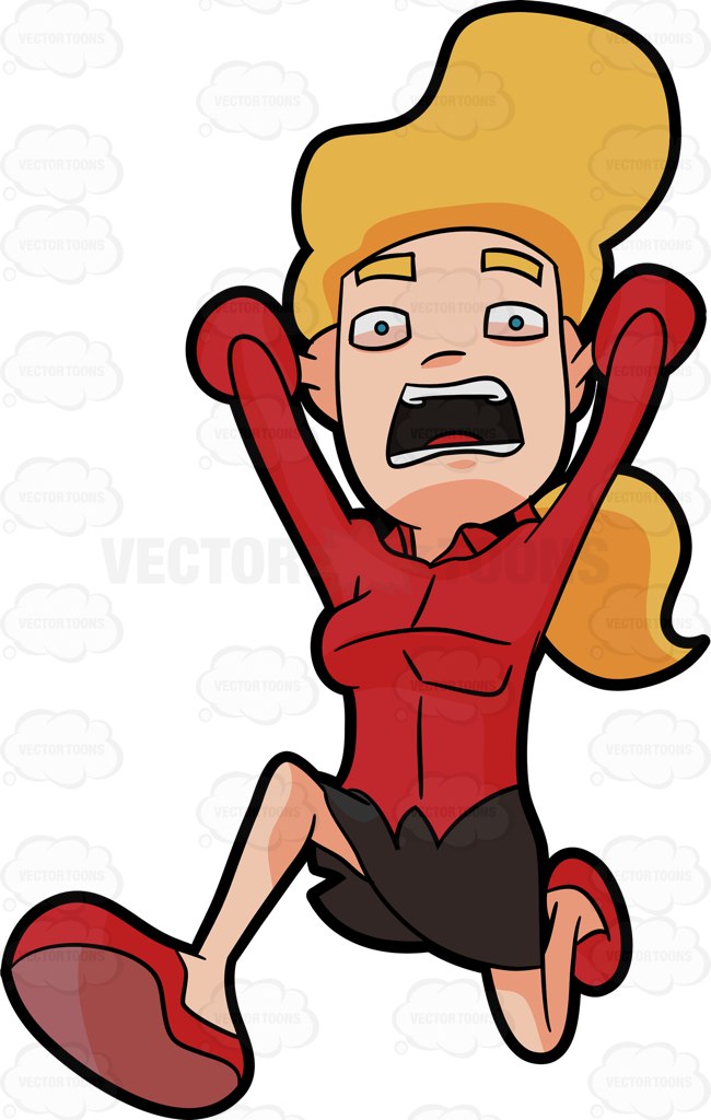650x1024 A Very Anxious And Surprised Woman Running Away Cartoon Clipart