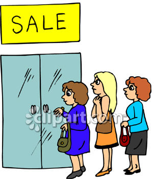302x350 Anxious Women Waiting In Line For A Sale To Start Clipart