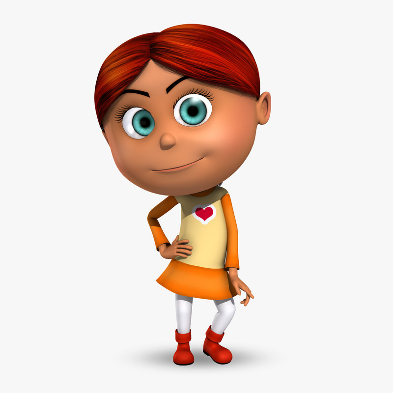 800x800 Cartoon Kid Girl Animation 3d Max