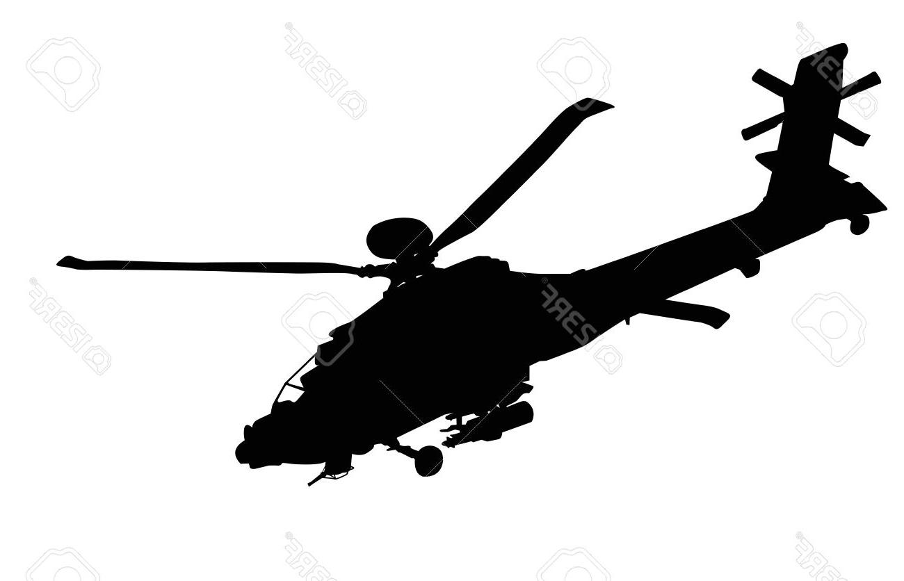 1300x836 Unique Vector Silhouette Of Ah Apache Longbow Helicopter Stock Library
