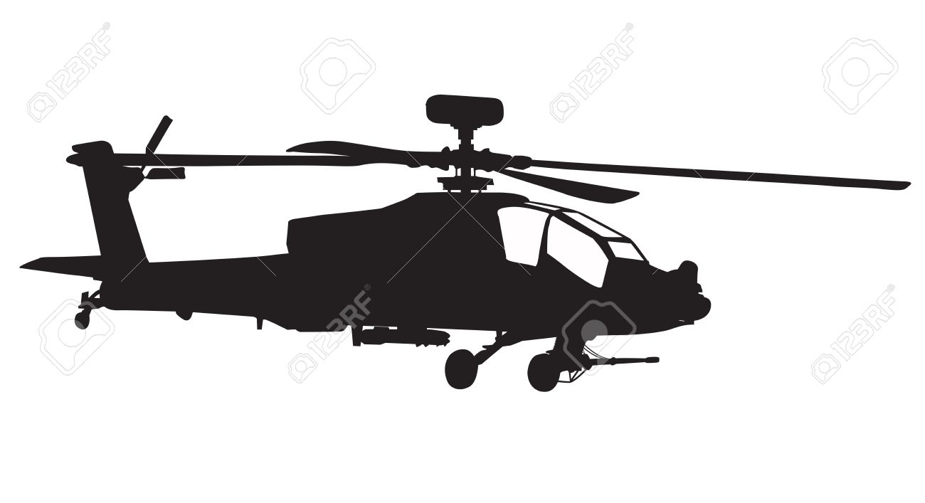 1300x707 Vector Silhouette Of Ah 64 Apache Longbow Helicopter Stock Photo