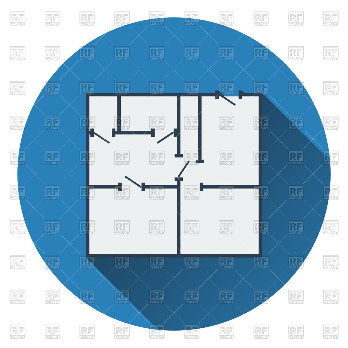 1200x1200 Icon Of Apartment Plan. Flat Design. Royalty Free Vector Clip Art