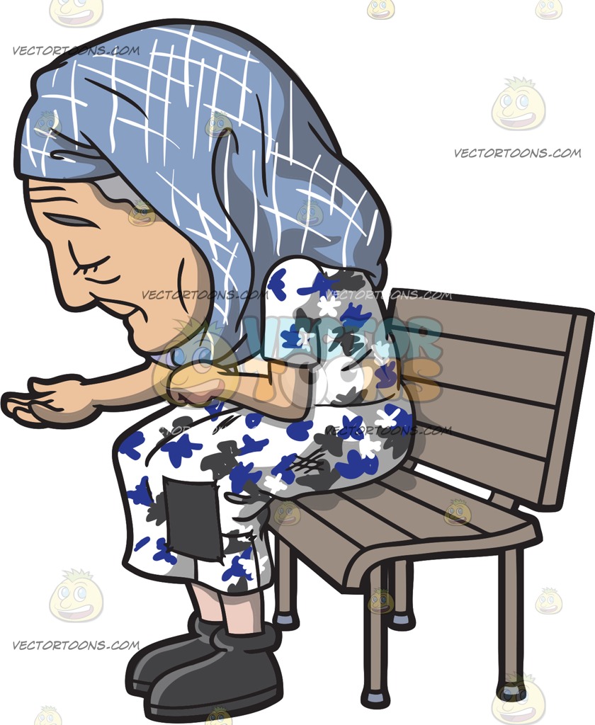 840x1024 An Old Homeless Woman At A Run Down Apartment Building Cartoon
