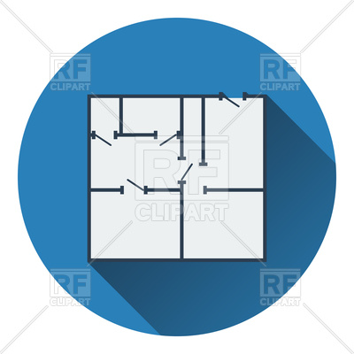 400x400 Icon Of Apartment Plan. Flat Design. Royalty Free Vector Clip Art