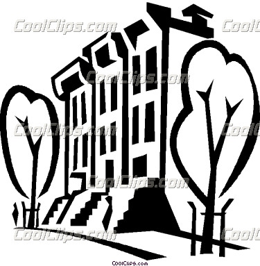 375x383 Dark Pink Apartment Building Clipart