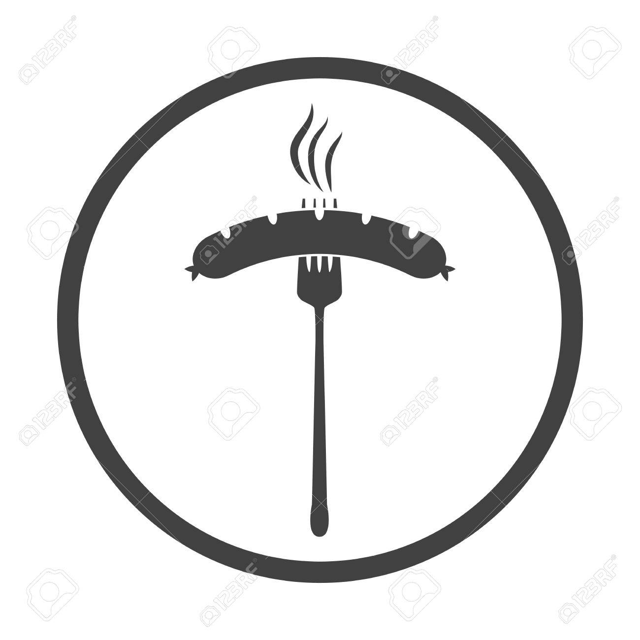 1300x1300 Vector Illustration Of Beer Appetizer Icon. Sausage And Fork