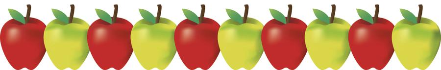 900x143 Green And Red Apples Bulletin Board Border 33650