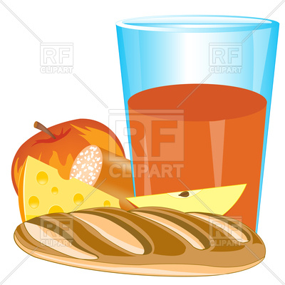 400x400 Glass Of Juice, Apple, Cheese And Bread On White Background