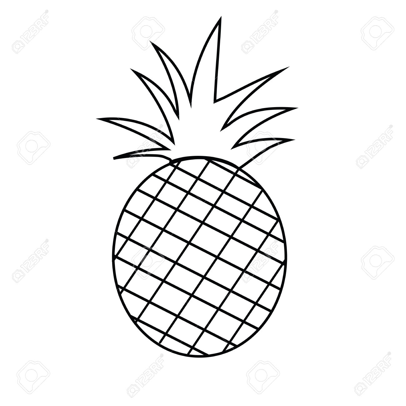 1300x1300 Sweet Looking Pineapple Outline Black And White Image Of A Royalty