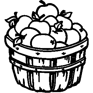 300x300 Basket Of Apples Clipart Black And White