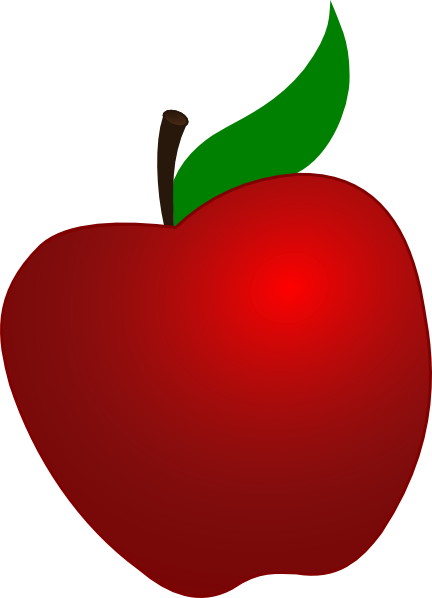 432x598 Red Apple With Leaf Clip Art