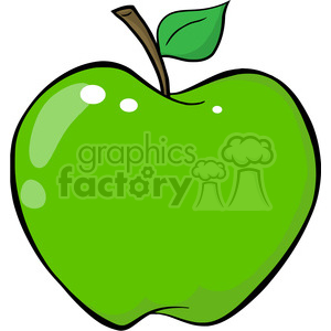 300x300 Royalty Free 12928 Rf Clipart Illustration Green Apple 385104