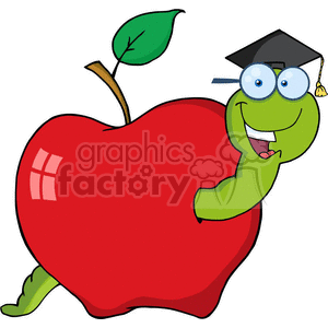 300x300 Royalty Free 4266 Happy Graduate Worm In Apple 382302 Vector Clip