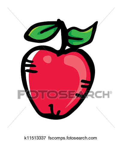 407x470 Clip Art Of Apple Doodle K11513337