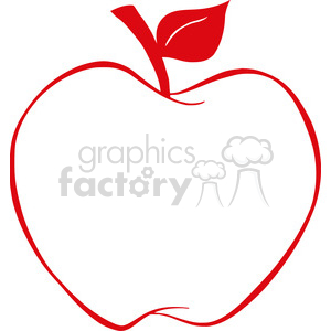 300x300 Royalty Free 12923 Rf Clipart Illustration Apple With Red Outline