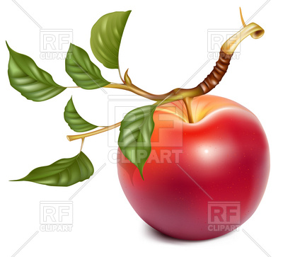 400x363 Ripe Red Apple With Twig And Leaves Royalty Free Vector Clip Art