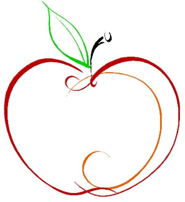 600x654 Teacher Apple Outline Clipart Letters Example