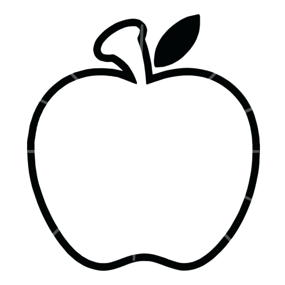 1000x1000 Pin Apple Template 1 Outline Black And White Pages Coloring Page