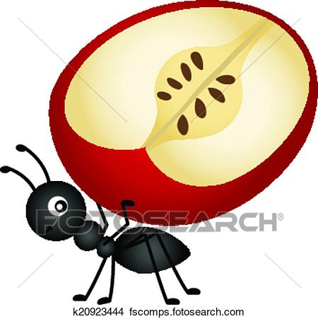 450x451 Clipart Of Ant Carrying Apple Slice K20923444