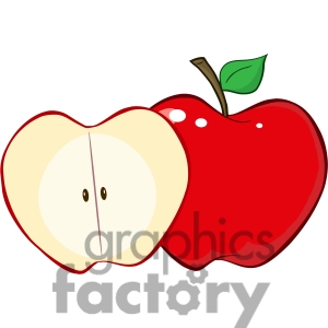 300x300 Half Red Apple Clipart