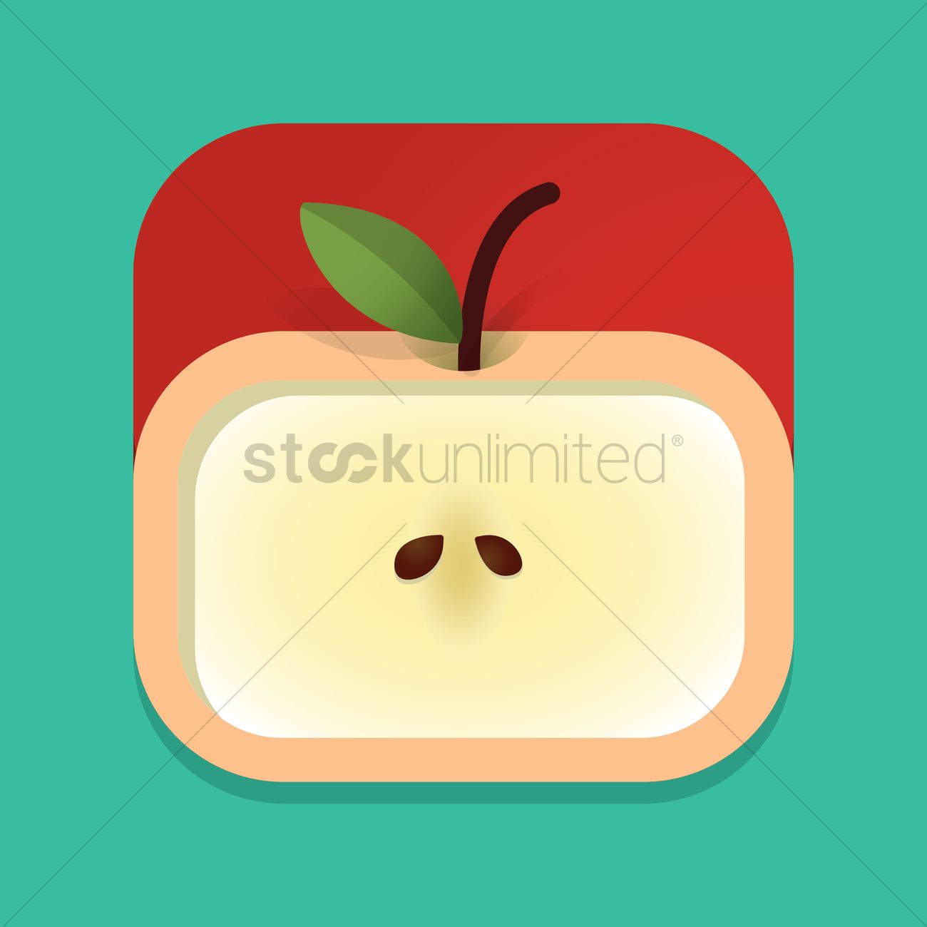 1300x1300 Red Apple Slice Vector Image