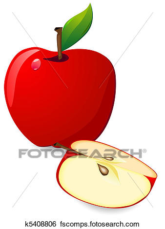 338x470 Stock Illustration Of Red Apple And Slice K5408806