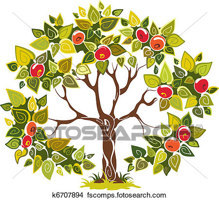 450x412 Clipart Of Fruitful Apple Tree K6707894