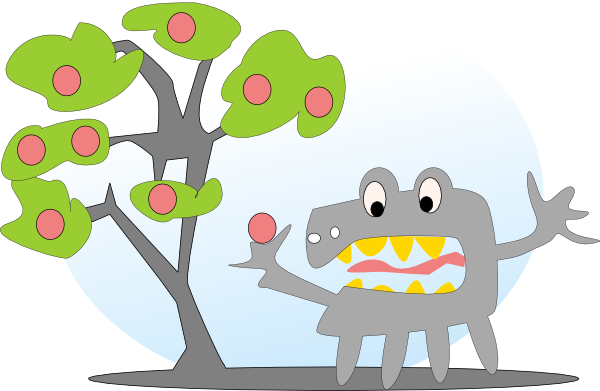 600x391 Salvor Tree With Apples And A Monster Clip Art Free Vector 4vector