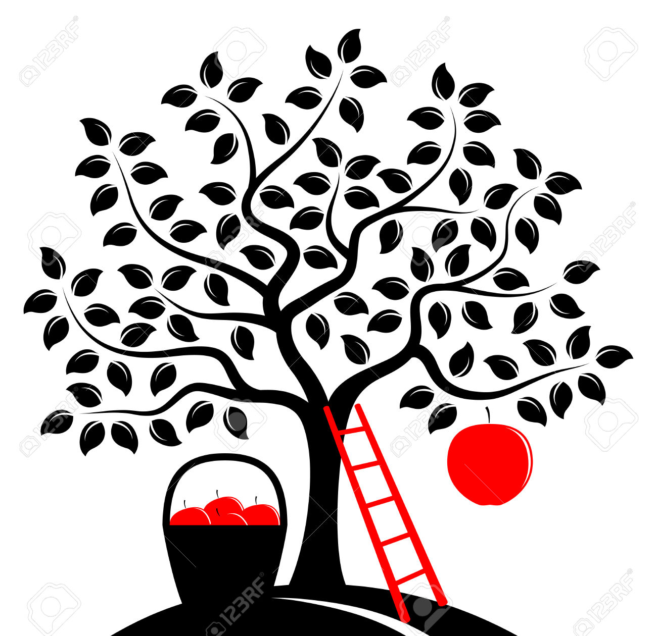 1300x1260 Basket Clipart Apple Tree