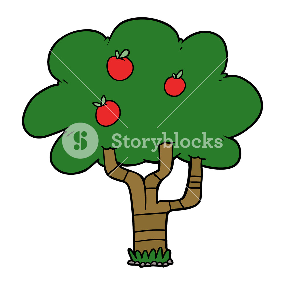 1000x1000 Cartoon Apple Tree Royalty Free Stock Image