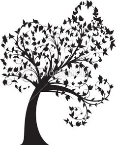 236x294 Black Tree Silhouette Isolated On White Background, Vector Stock