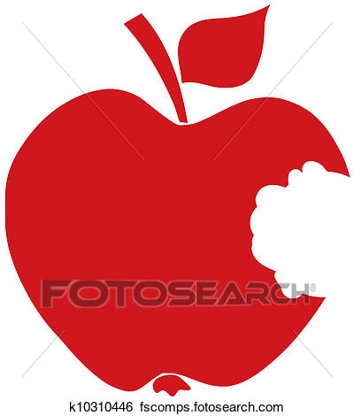 400x470 Clip Art Of Bitten Apple Red Silhouette K10310446