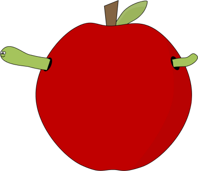 399x344 Red Apple And Worm Clip Art
