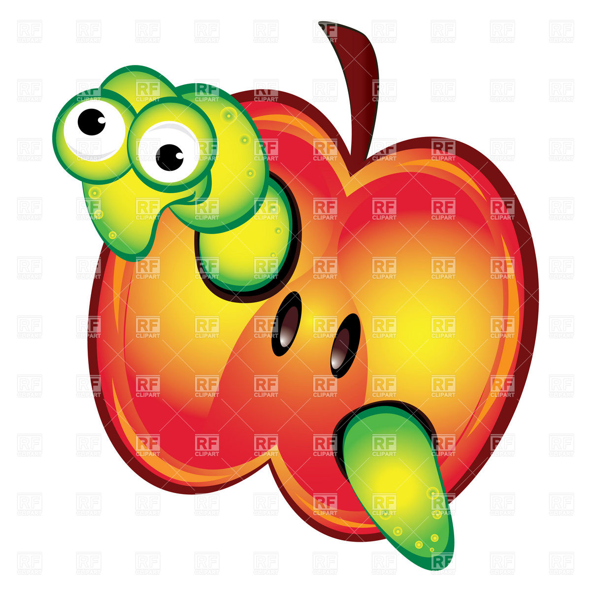 1200x1200 Worm Peeking Out Of Wormy Apple Royalty Free Vector Clip Art Image