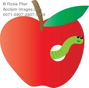 300x298 Art Illustration Of An Apple With A Worm Sticking Out Of It