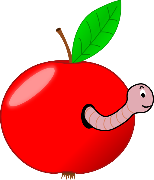 510x599 Red Apple With A Worm Clip Art