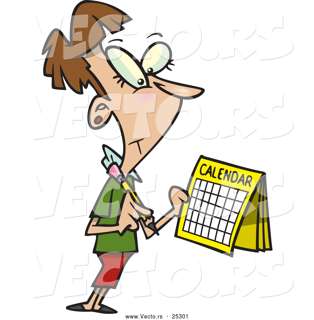 1024x1044 Vector Of A Smiling Cartoon Woman Marking Day On A Calendar By