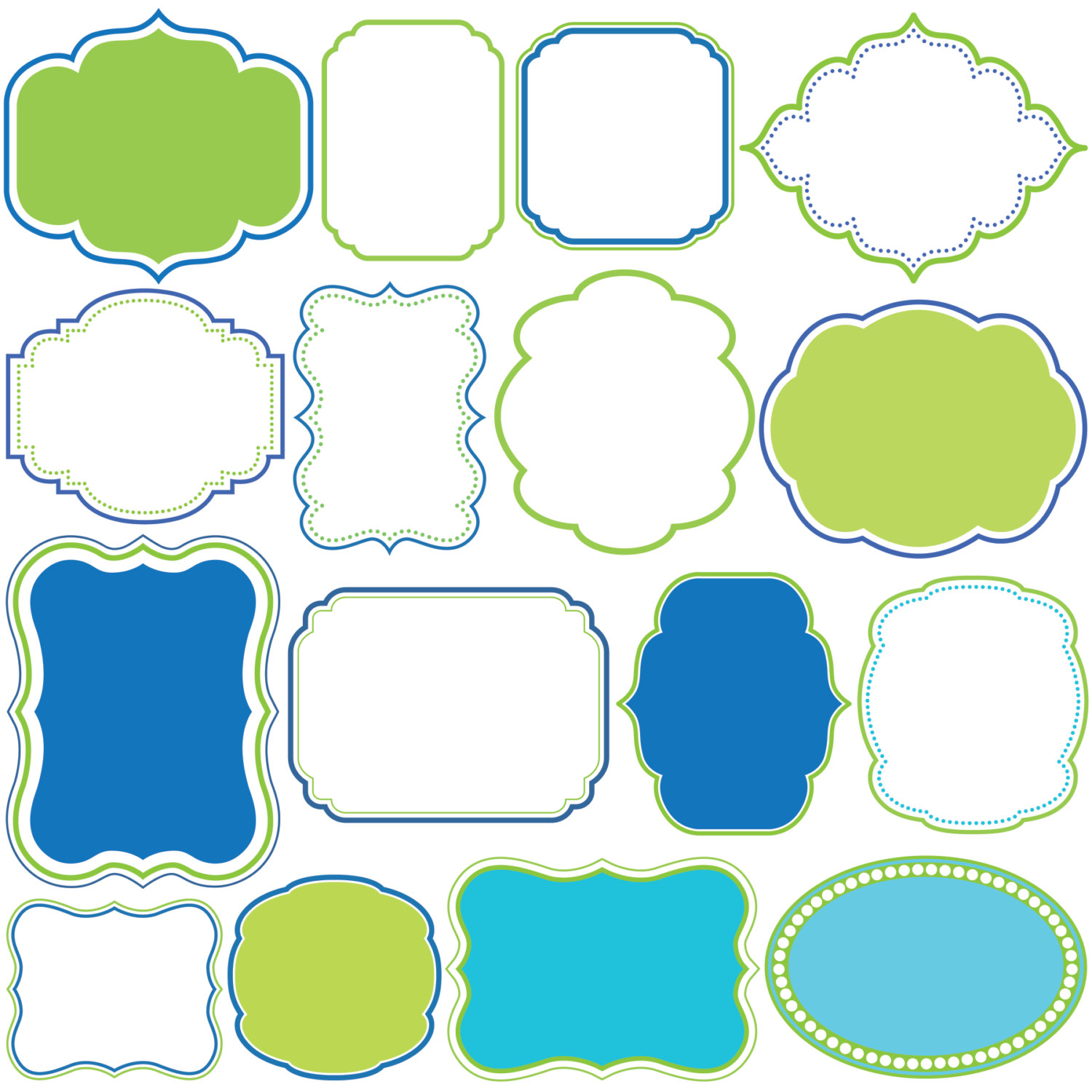 1500x1500 Digital Borders Frames Blue Green Clipart Clip Art Frame
