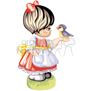 300x300 Royalty Free A Little Girl With A Red Dress And A White Apron