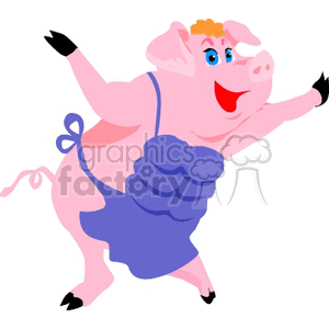 300x300 Royalty Free Big Pink Pig With An Apron On 132181 Vector Clip Art