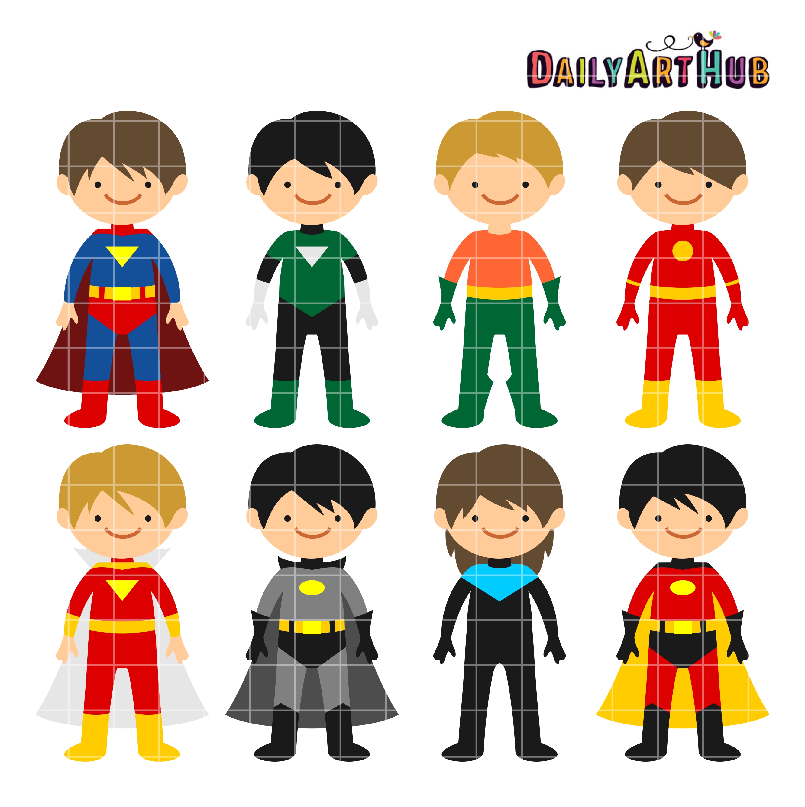 2664x2670 Superhero Boys Clip Art Set Daily Art Hub