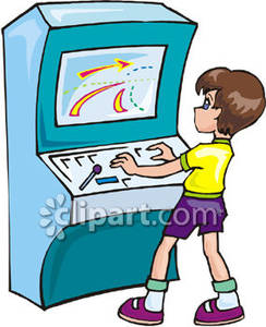 244x300 Playing Arcade Video Game Royalty Free Clipart Picture