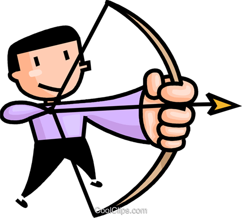 480x432 An Archer Taking Aim Royalty Free Vector Clip Art Illustration