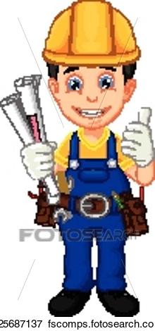 220x470 Clip Art Of Architect Cartoon Thumb Up K25687137
