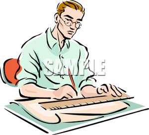 300x272 Architect Drawing Up Blueprints Clipart Picture